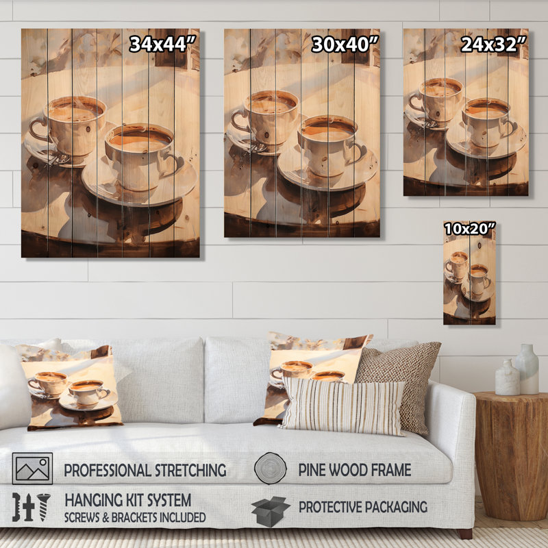 Nourriture, café, thé III sur bois, H 32 po x l 24 po x P 0,78 po