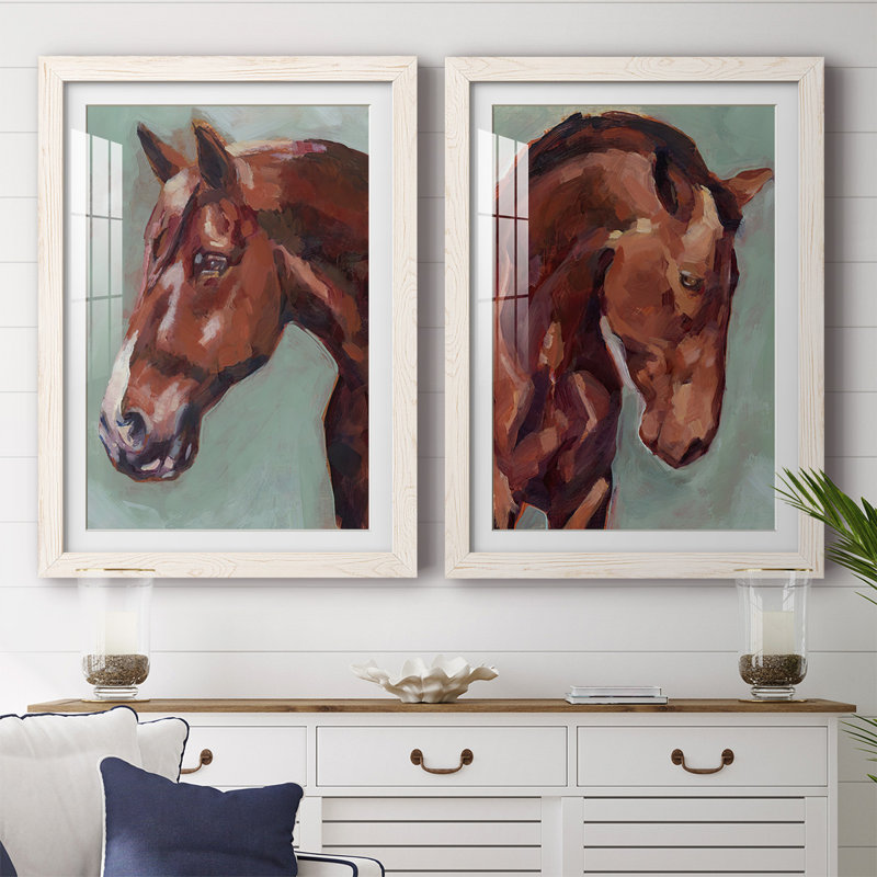 «Paint By Number Horse I», reproduction encadrée de qualité supérieure - prête à être accrochée, Blanc