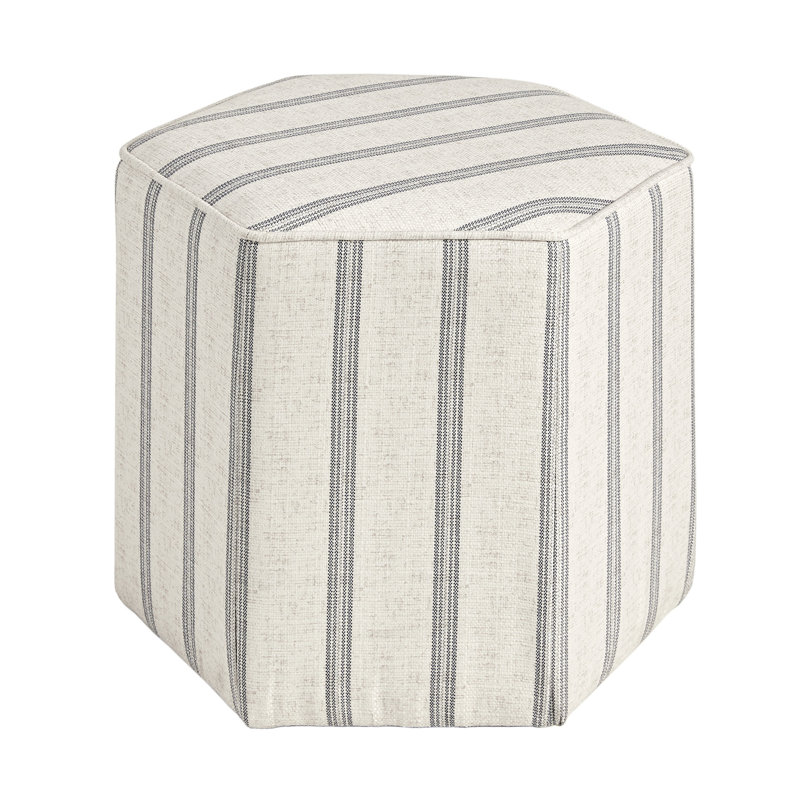 Natural Tufted Round Ottoman with Solid Wood Frame