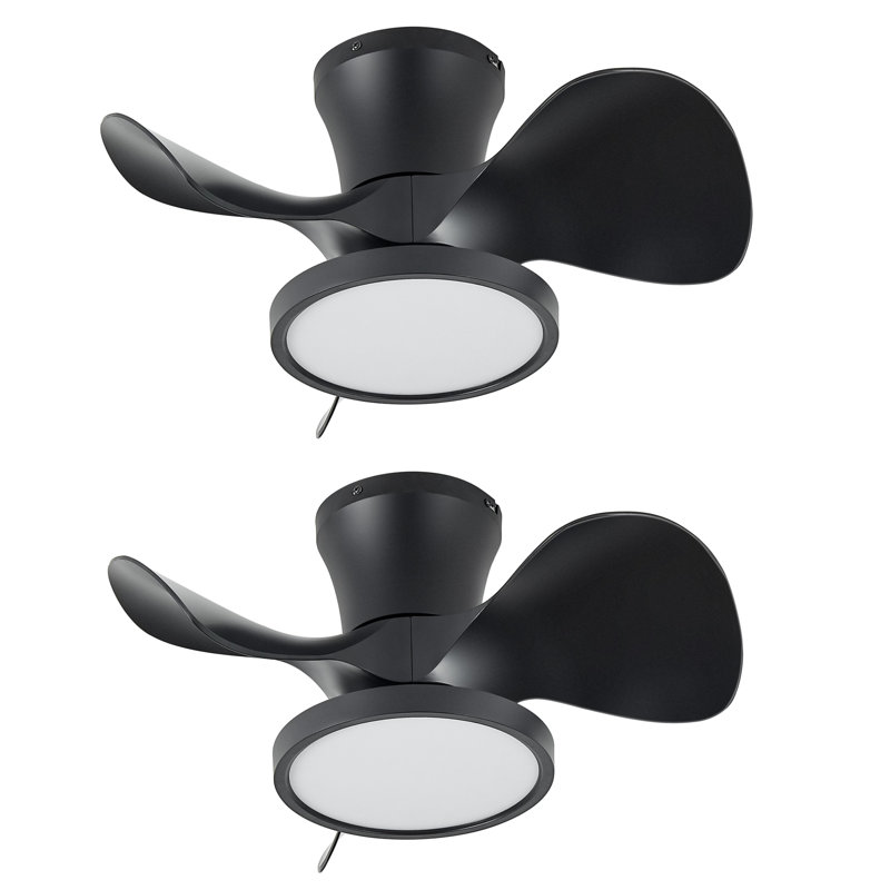 Ventilateur de plafond encastré à DEL de 22 po avec télécommande Mayren (ensemble de 2), Noir, noir, noir, noir