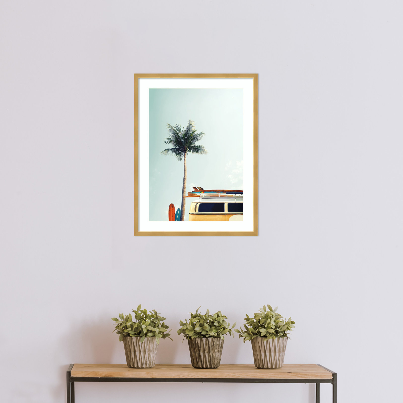 Raleigh "Surf Bus Yellow" Photo Print, Gold, 27.5" H x 21" W x 0.75" D