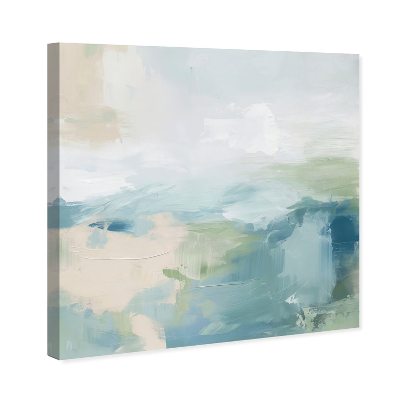 Turquoise Echoes I Canvas Abstract Print by Oliver Gal, Black Frame, 12 x 12, 16"H x 16"W, Canvas Unframed
