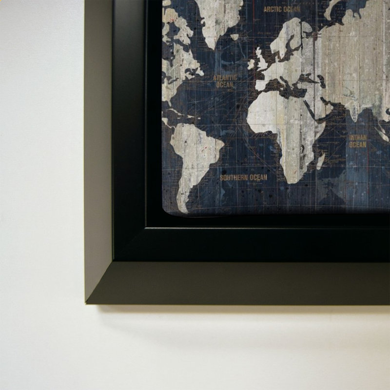 «Old World Map Blue» par Wild Apple Portfolio - impression sur toile, H 44 po x l 64 po, Noir