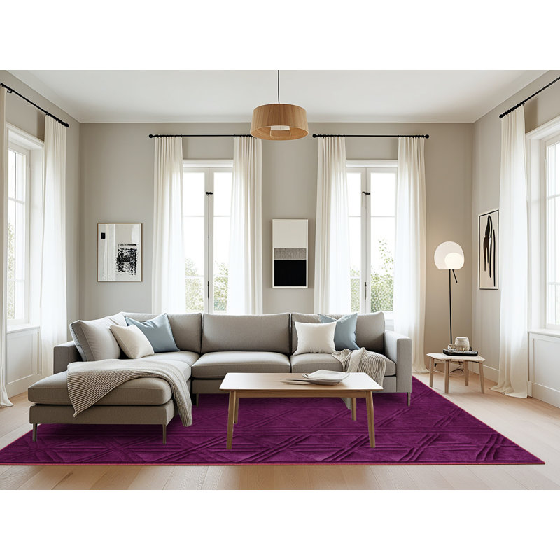 Tapis mauve lavable à la machine, Rectangulaire 8 pi x 10 pi