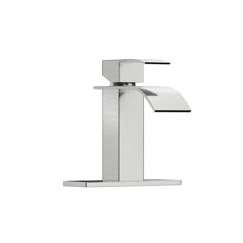 6" Bathroom Faucet In Brushed Nickel, Deck-Mounted, Single Lever Handle, , Stainless Steel 304 For Luxury Bathrooms Deck-Mounted Sink Tap, Durableness
