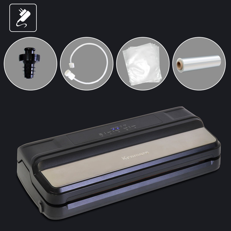 Kenmore Black and Silver Stainless Steel Vacuum Sealer with 7 Preset Modes
