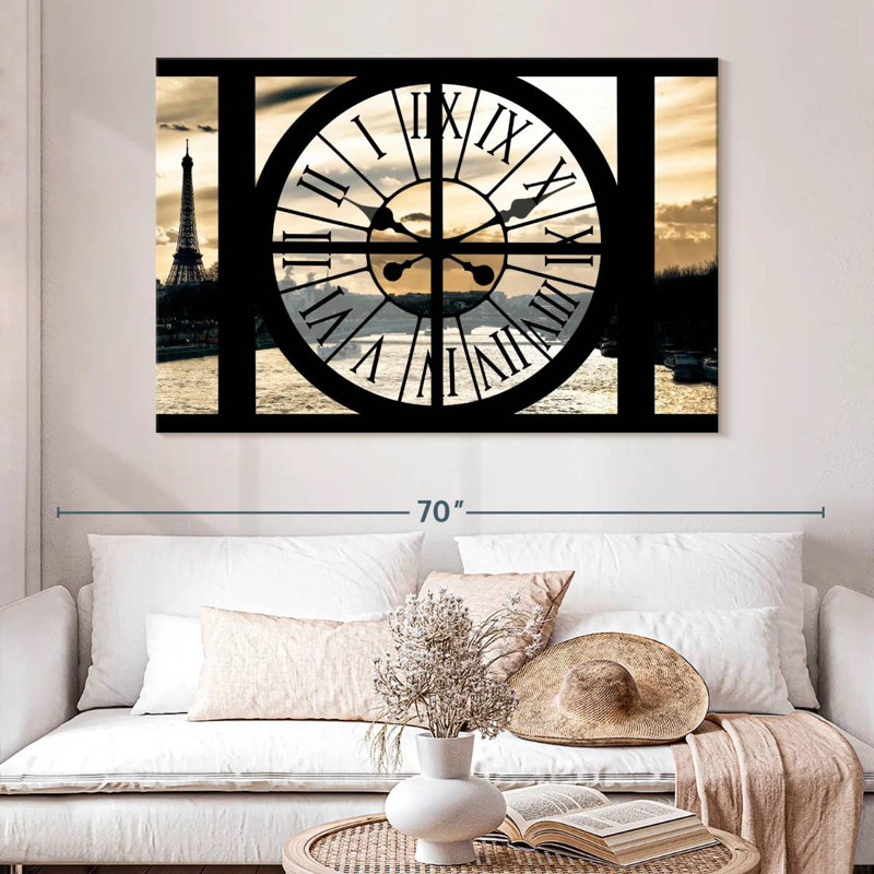 Kavia Clock Window - Paris Sunset, 34" H x 51" W