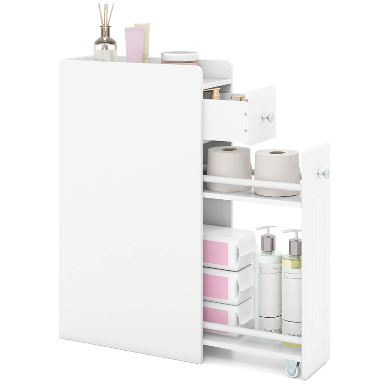 Petite armoire de rangement pour salle de bain à 4 niveaux, White