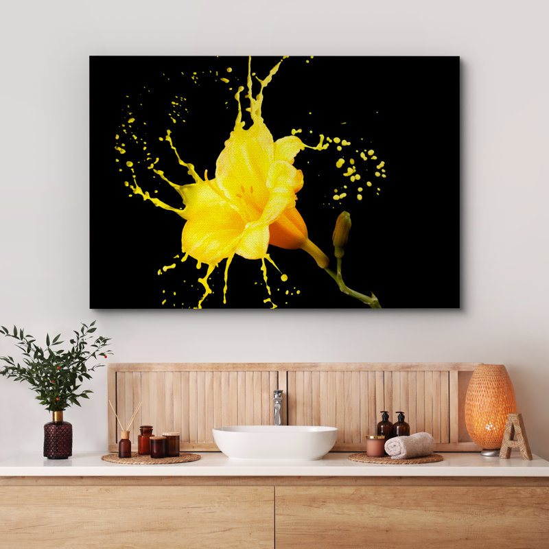 Grandes fleurs, aquarelle, hibiscus jaune, pétales de fleurs, H 12 po x l 18 po