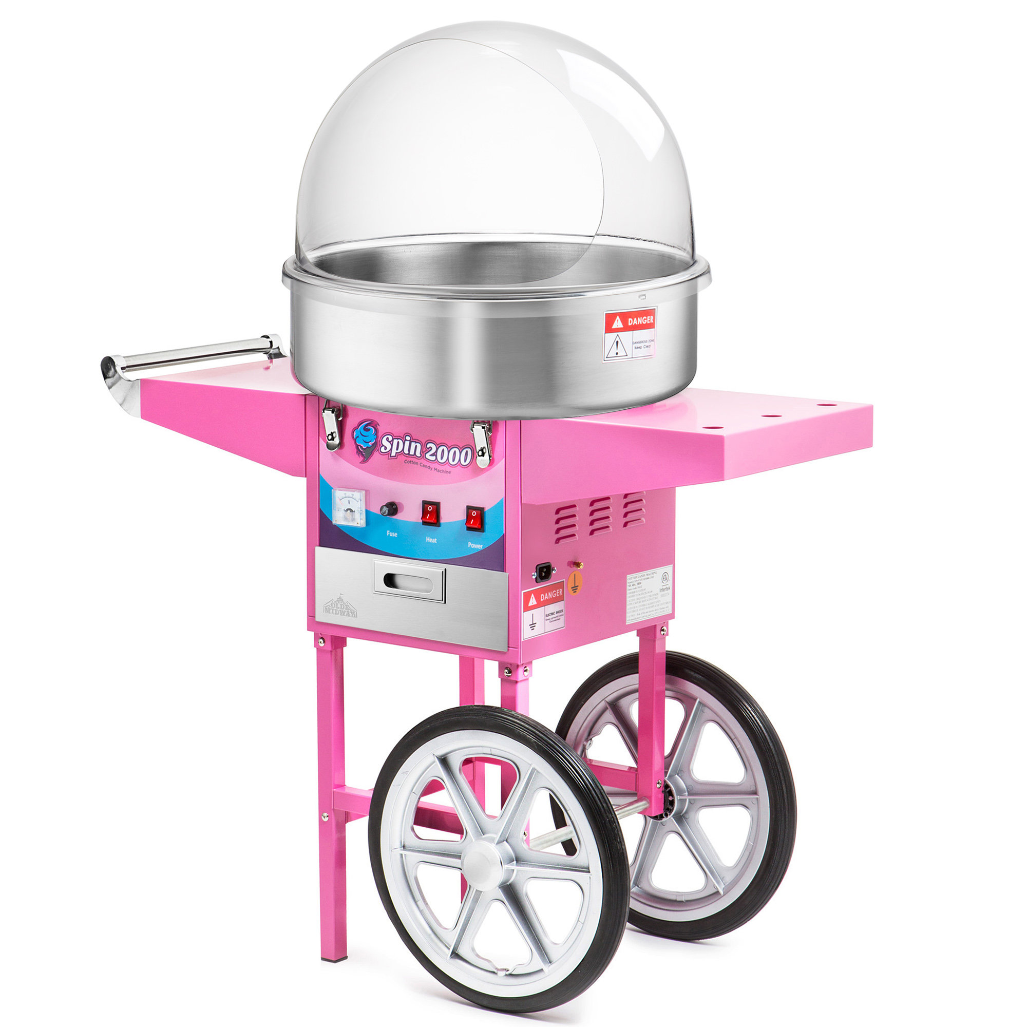 partner Alaska Brandy Olde Midway Cotton Candy Machine & Electric Candy Floss Maker With Cart And  Shield | Wayfair