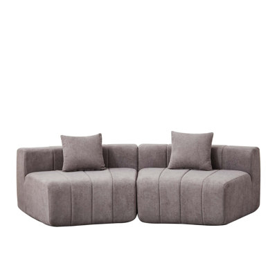 Chenille Curved Sectional Sofa With 2 Pillows,Curved Symmetrical Modular Semi Circular Sofa Sectional