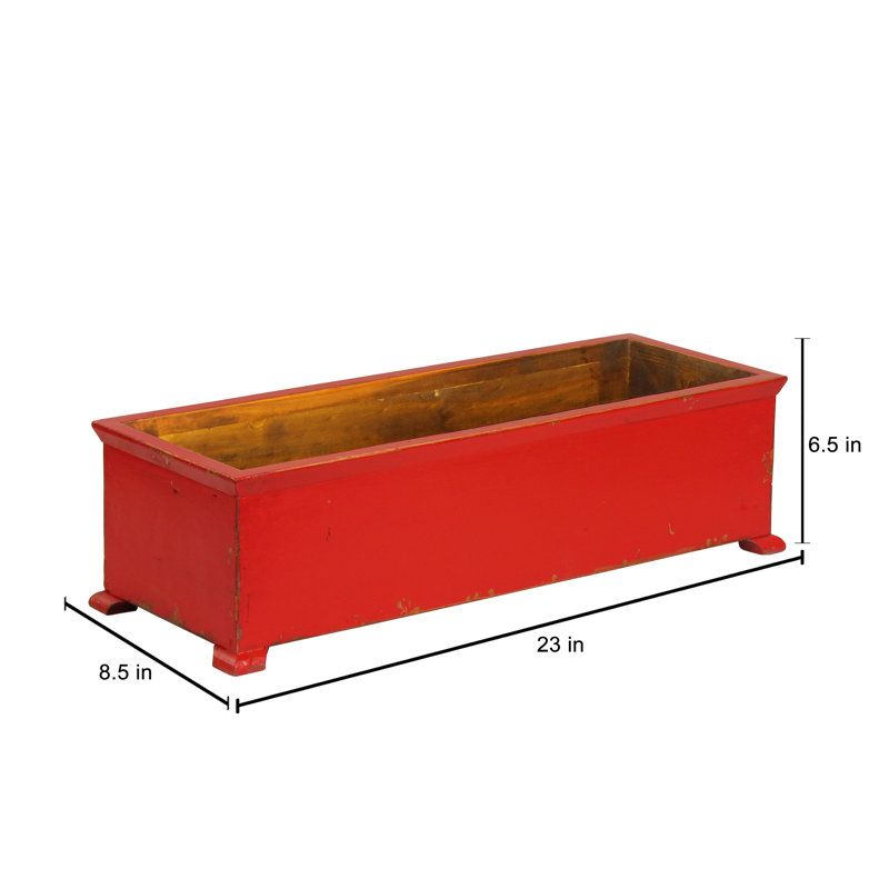 Pot à fleurs en bois Maghakia, Rouge