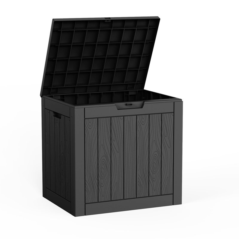  Boîte de rangement verrouillable 30 gallons en résine noire résistante à l'eau, Noir, noir, noir, noir