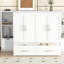 Grand lit escamotable avec tablettes, tiroirs et ports USB, blanc-1293737374-1293737375