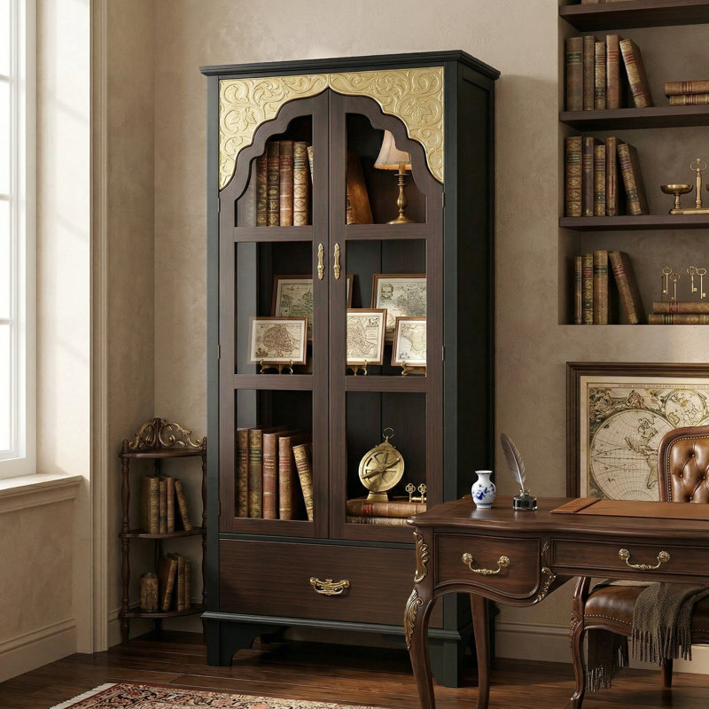 Christene Book Cabinet Storage Bookcase, Black