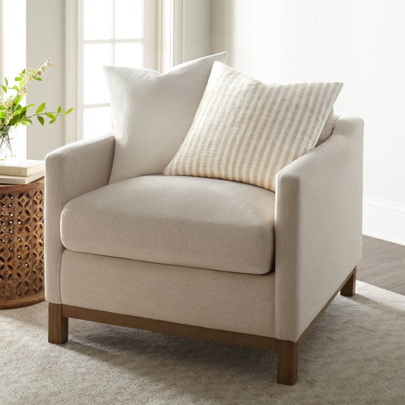 Ensemble de 2 coussins décoratifs à motifs de fils teints en fils du Bengal, Crème / rayé brun clair