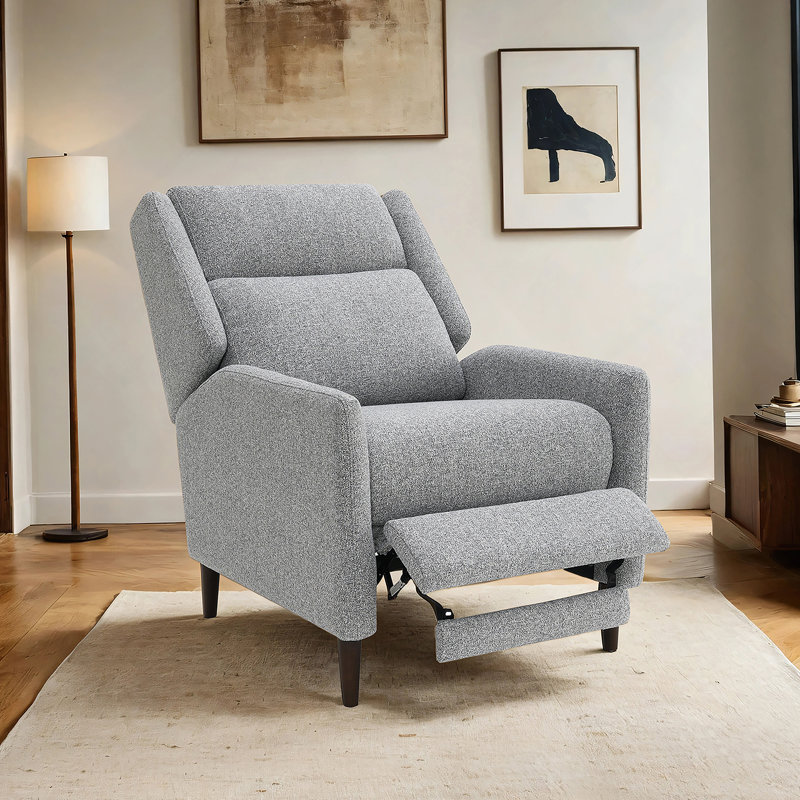 Pushback Manual Recliner With High Back For Living Room, Gray