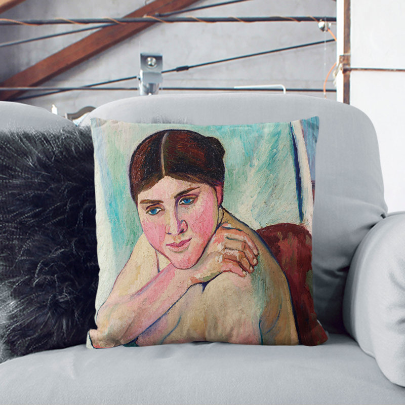 Portrait Of Juliette Square Throw Cushion, White, 40cm H x 40cm W x 15cm D