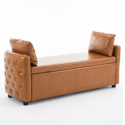 Storage Bench For Bedroom, 60" End of Bed Bench For King Size Bed, Tufted Bench Modern Upholstered Long Ottoman Bench With Arm