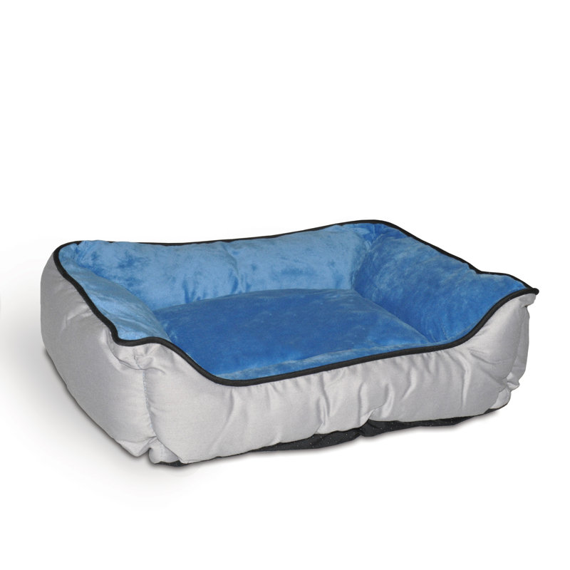 Lit pour chien auto chauffant avec traversin, Gris/bleu