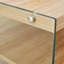 Ensemble de table de chevet et de table basse à trois niveaux, panneau de fibres à densité moyenne et verre trempé, conception simple avec rangement puissant