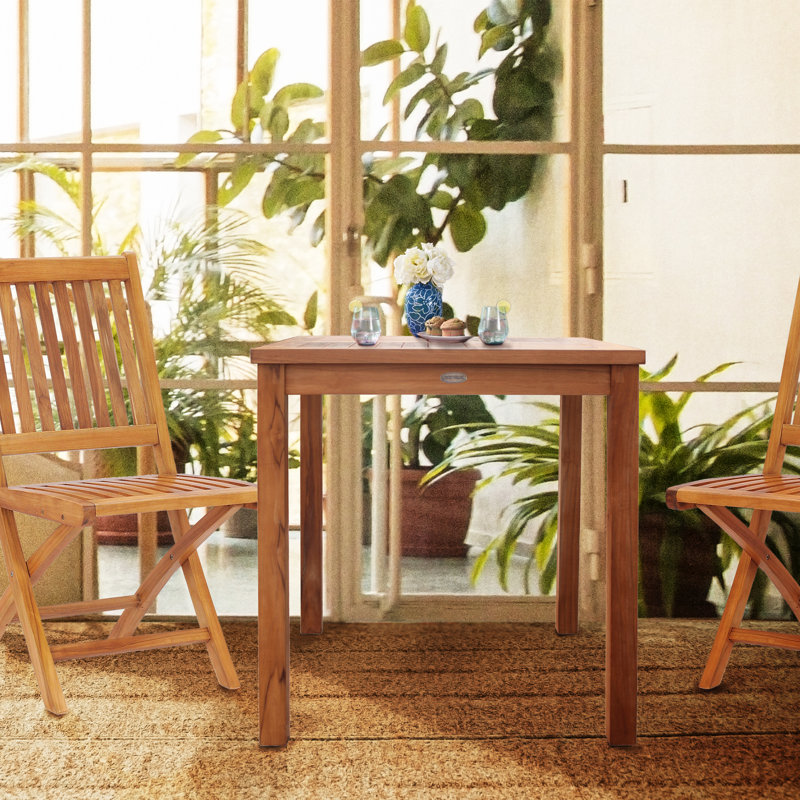 Fredson Outdoor Square Teak Bistro Table, 30" H x 35" W x 35" D