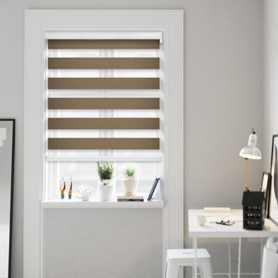 Cordless Blackout Zebra Roller Shades – Dual Layer - Light Filtering and Room Darkening