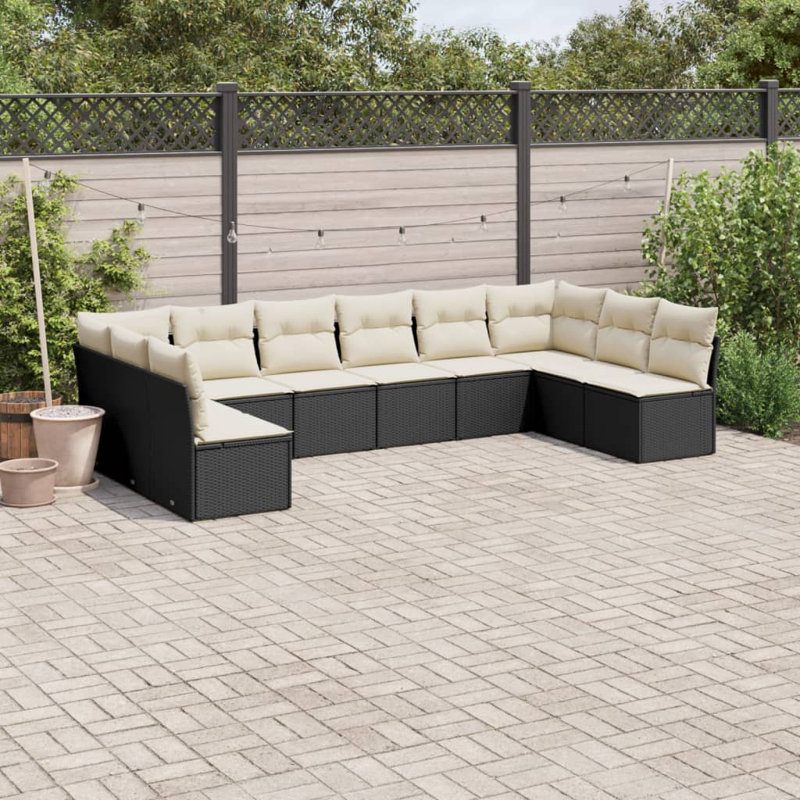 Ensemble de canapé de jardin Vidaxl, Coussin blanc / cadre noir