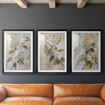 FLORAL Series CCLVI - Impression encadrée sur mesure de qualité supérieure - 3 pièces
