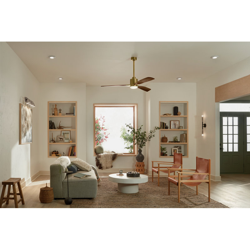 Ridley II 60" Indoor Stainless Steel Ceiling Fan with Cherry Blades and Integrated LED with Wall Control