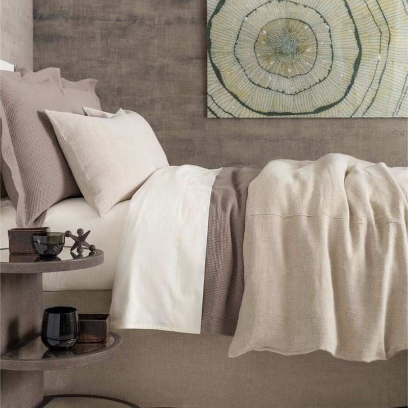 Stone Washed Linen Duvet Cover, Full/Queen Duvet Cover, Tan