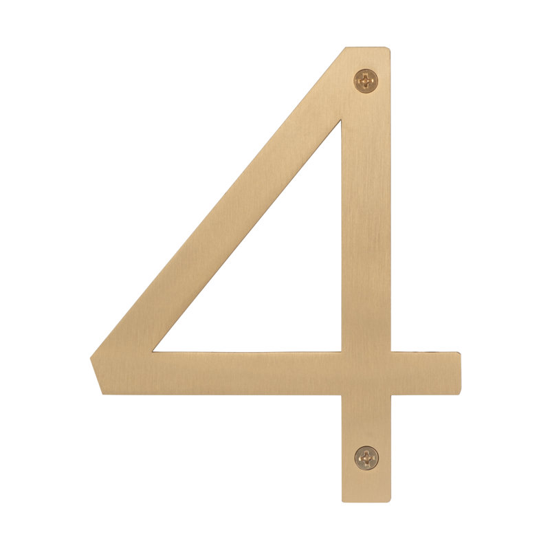 Numéro de maison en acier inoxydable, 6 po, 4, Laiton satiné