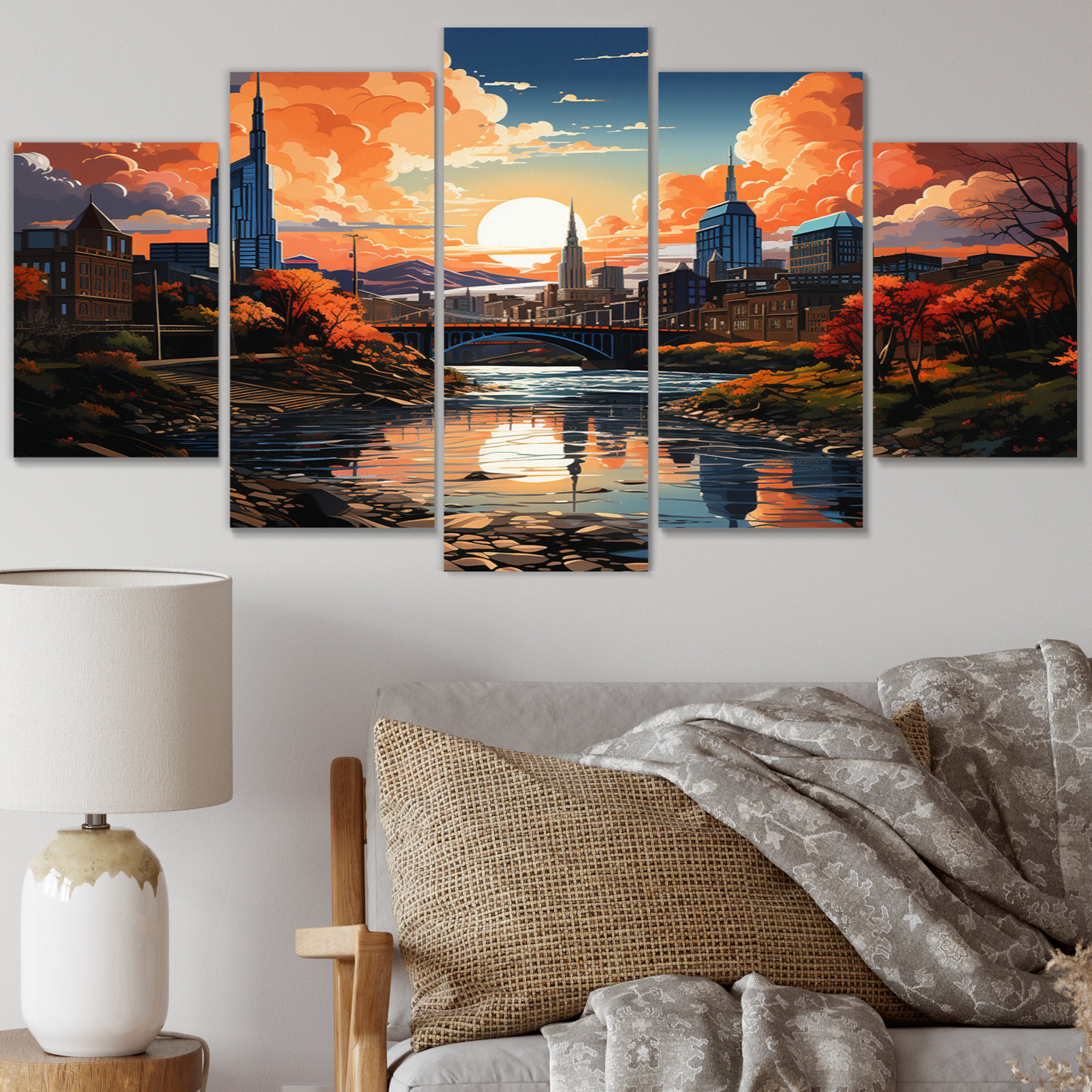 Design Art City Nashville Popart III - Nashville Metal Wall Art Living