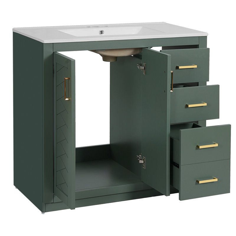 Bathroom Vanity with Integrated Ceramic Sink