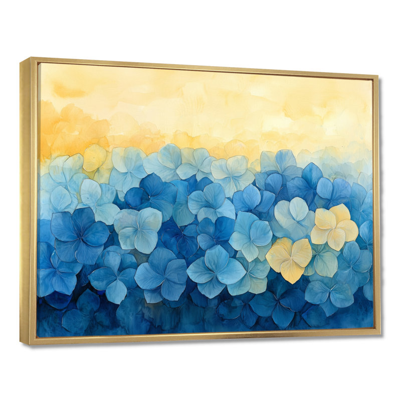 Abstrait, hortensia, horizon de la simplicité V - hortensia, art mural, H 16 po x l 32 po, Impression sur cadre flottant