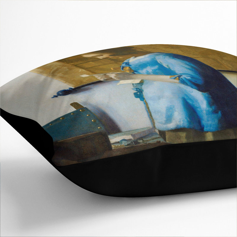 Woman Reading A Letter Square Throw Cushion, Black, 55cm H x 55cm W x 20cm D