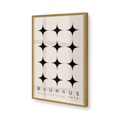 Impression minimaliste d'étoiles Bauhaus dans un cadre blanc, 20 po x 16 po
