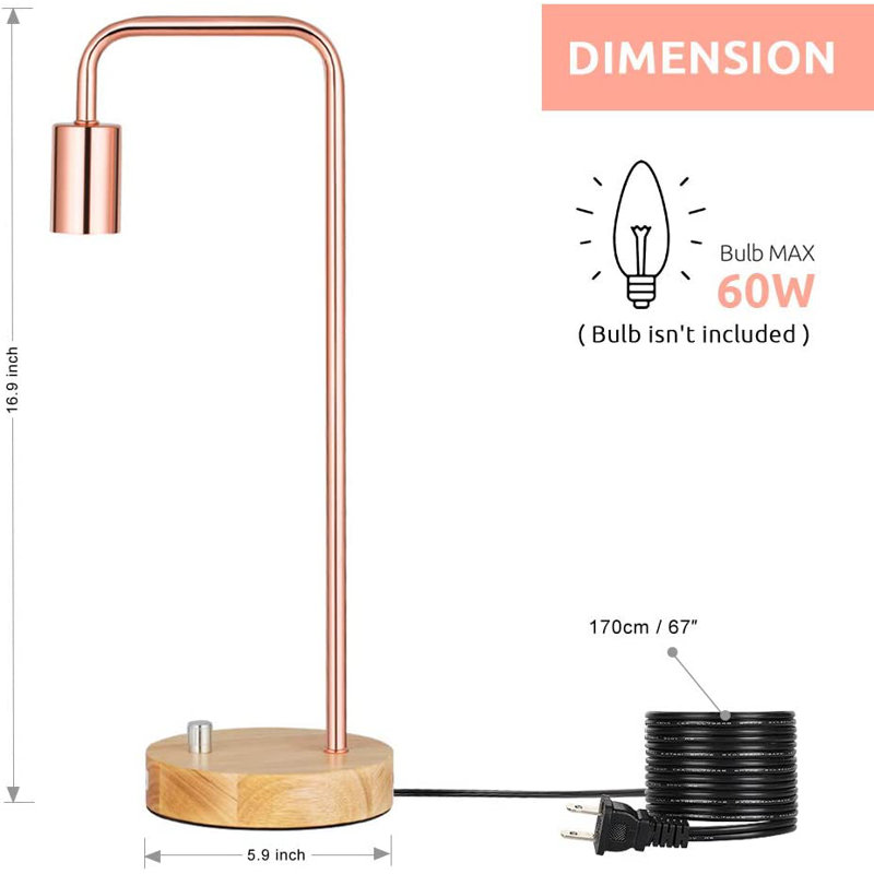 Lampe de chevet dorée, deux lampes en métal, sans ampoules, doré, Brun