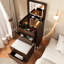 Coiffeuse compacte en noyer avec un design moderne et des options de rangement pratiques et élégantes-131299538