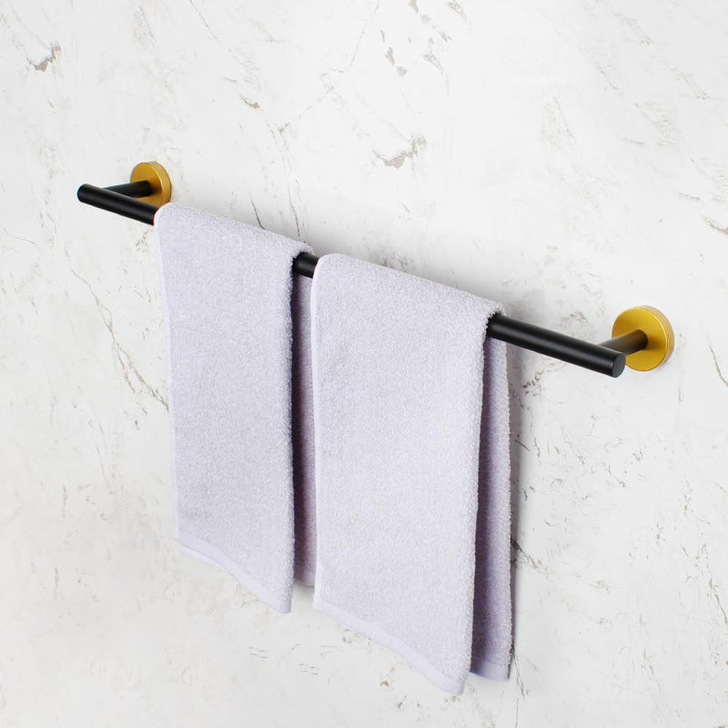 Porte-serviettes mural moderne en acier inoxydable de 30 pouces pour salle de bain, Or / noir mat