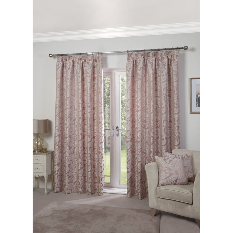Duchess Semi Sheer Sliding Panel Pair, Pink, Width 168 x Drop 137cm