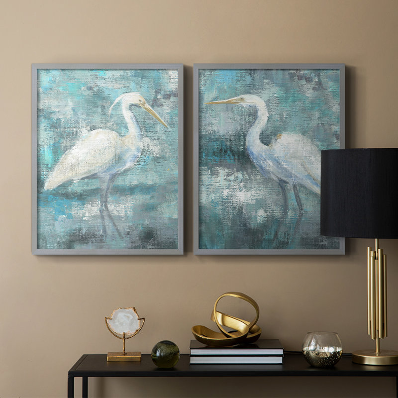Impression encadrée Coastal Egret I-Premium - prête à être accrochée - aucun clou requis - aucun clou requis, Vert