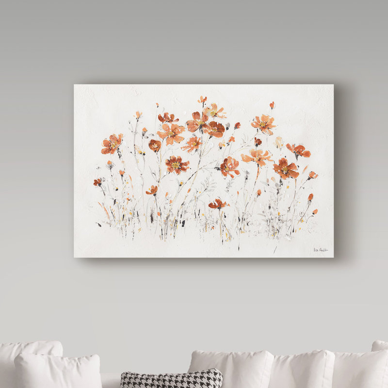 «Wildflowers I Orange», reproduction de peinture acrylique sur toile tendue, H 16 po x l 24 po x P 2 po