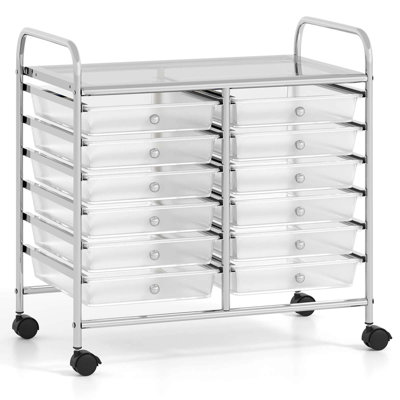12 Drawers Rolling Cart Storage Scrapbook Paper Studio Organizer Bins