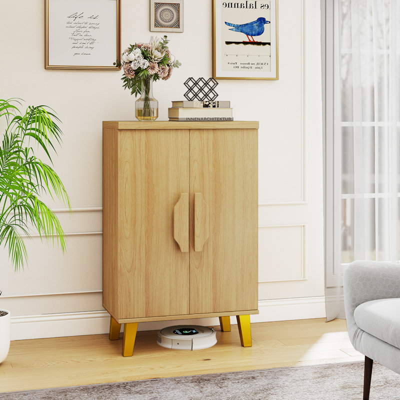 Buffet Cabinet Storage Cabinet w/ Double Doors & 3 Detachable Shelves