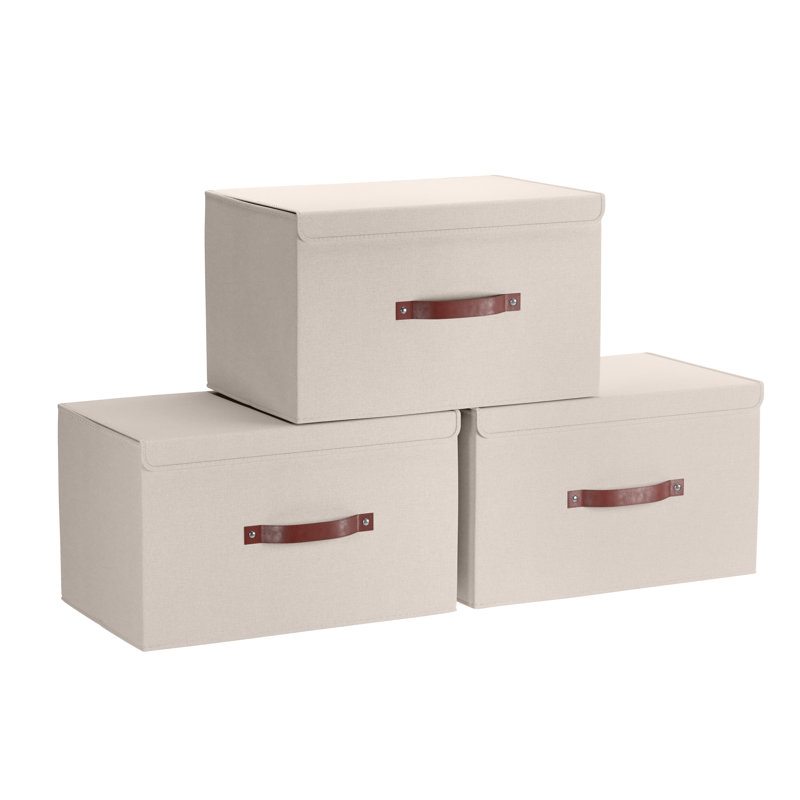 Ensemble de boîtes pliables en tissu, H 9 po x l 10 po x P 15 po, Beige