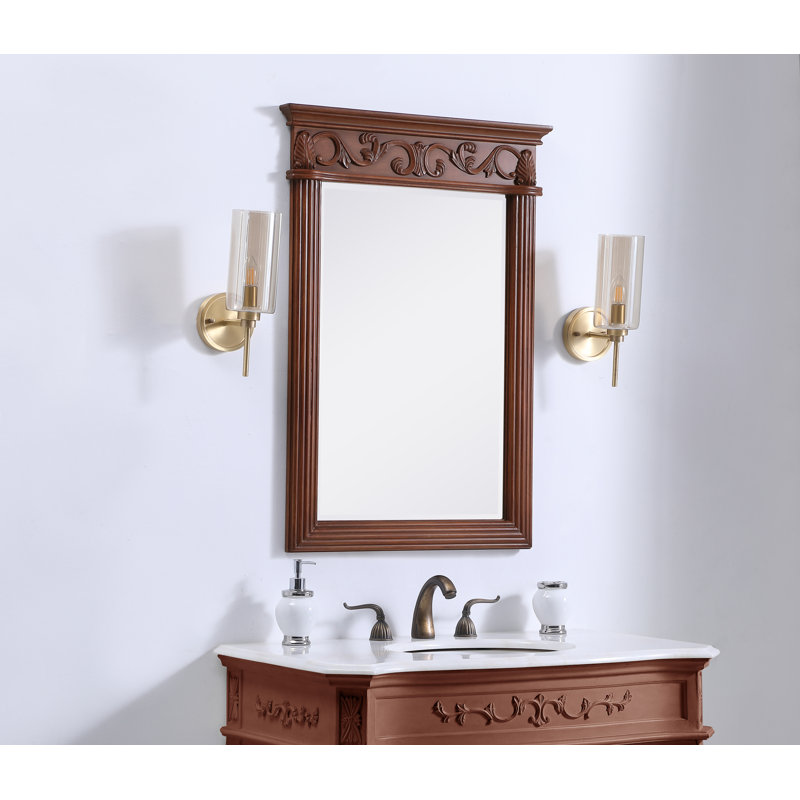 Miroir de salle de bain Aurillon, H 36 po x l 25 po, Teck