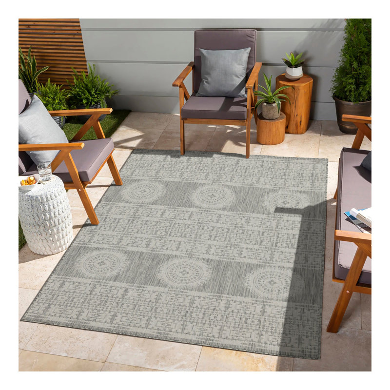 Sunshine GC_HAR2024 Silver Indoor/Outdoor Area Rug, Rectangle 7'10" x 10'3"