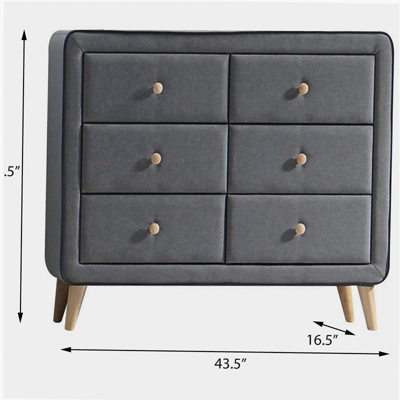 Commode double 6 tiroirs en velours gris clair