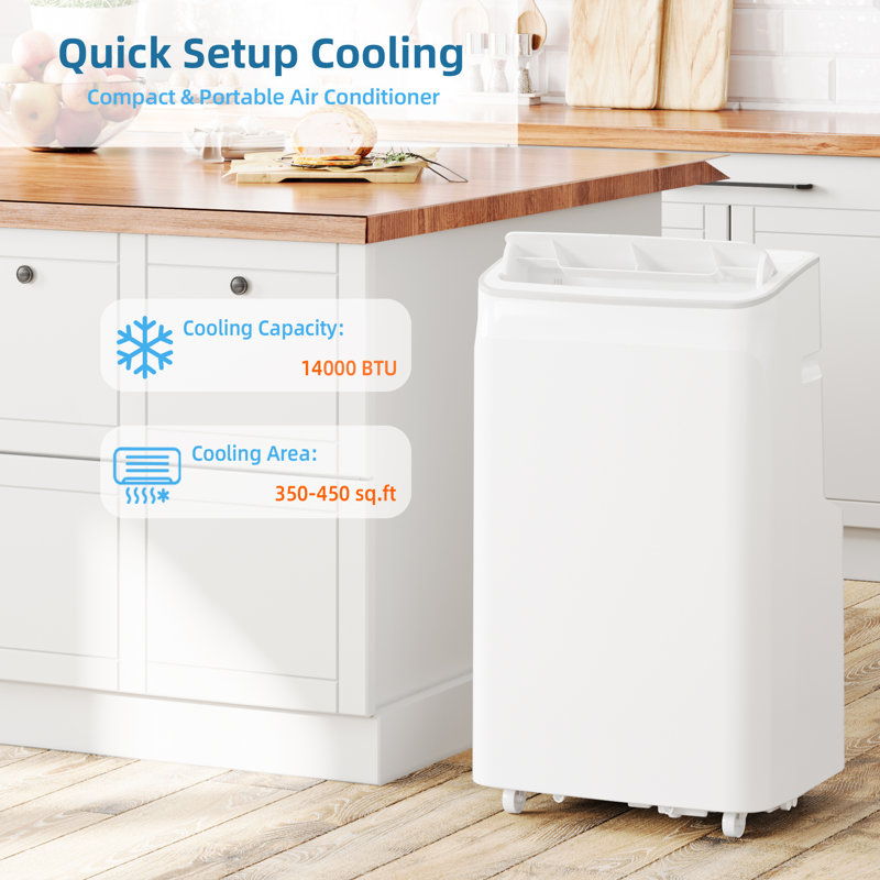 Climatiseur portatif 12 000 BTU - Unité CA 3 en 1 - Refroidit jusqu'à 550 pieds carrés avec déshumidificateur et ventilateur, télécommande et panneau tactile à DEL, mode veille, ensemble de fenêtre, fonctionnement silencieux (plateau blanc)